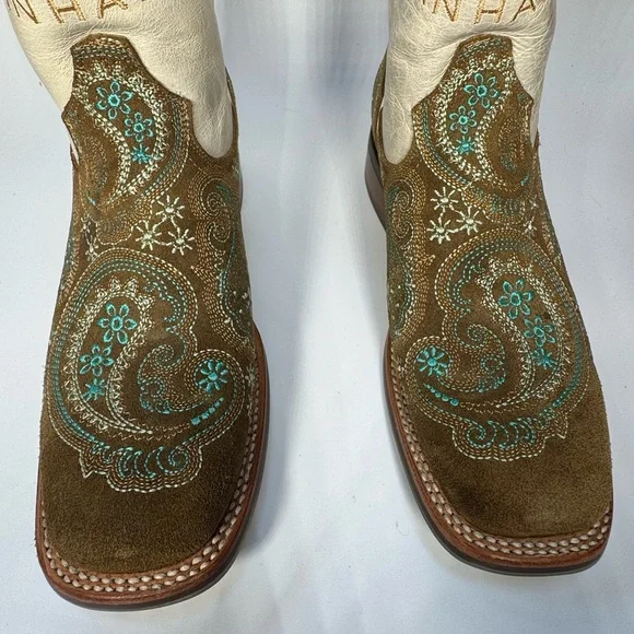 Tin Haul Turquoise and Brown Western Boots With Barrel Racer Image - Picture 3 of 4